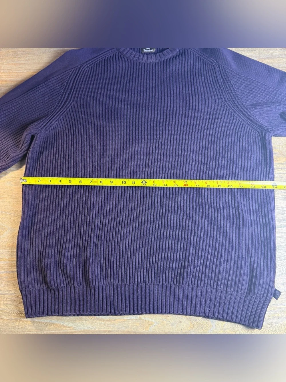 Timberland Men’s Dark Navy Ribbed Cotton Crewneck Sweater